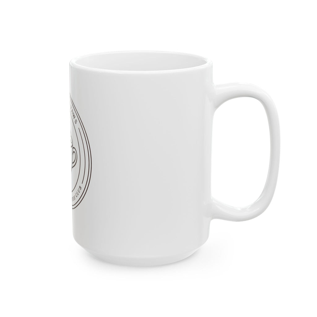 Espresso & Paws 15oz mug seen from the side with the handle on the right