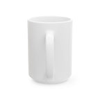 Back of the white Espresso & Paws mug showing the handle