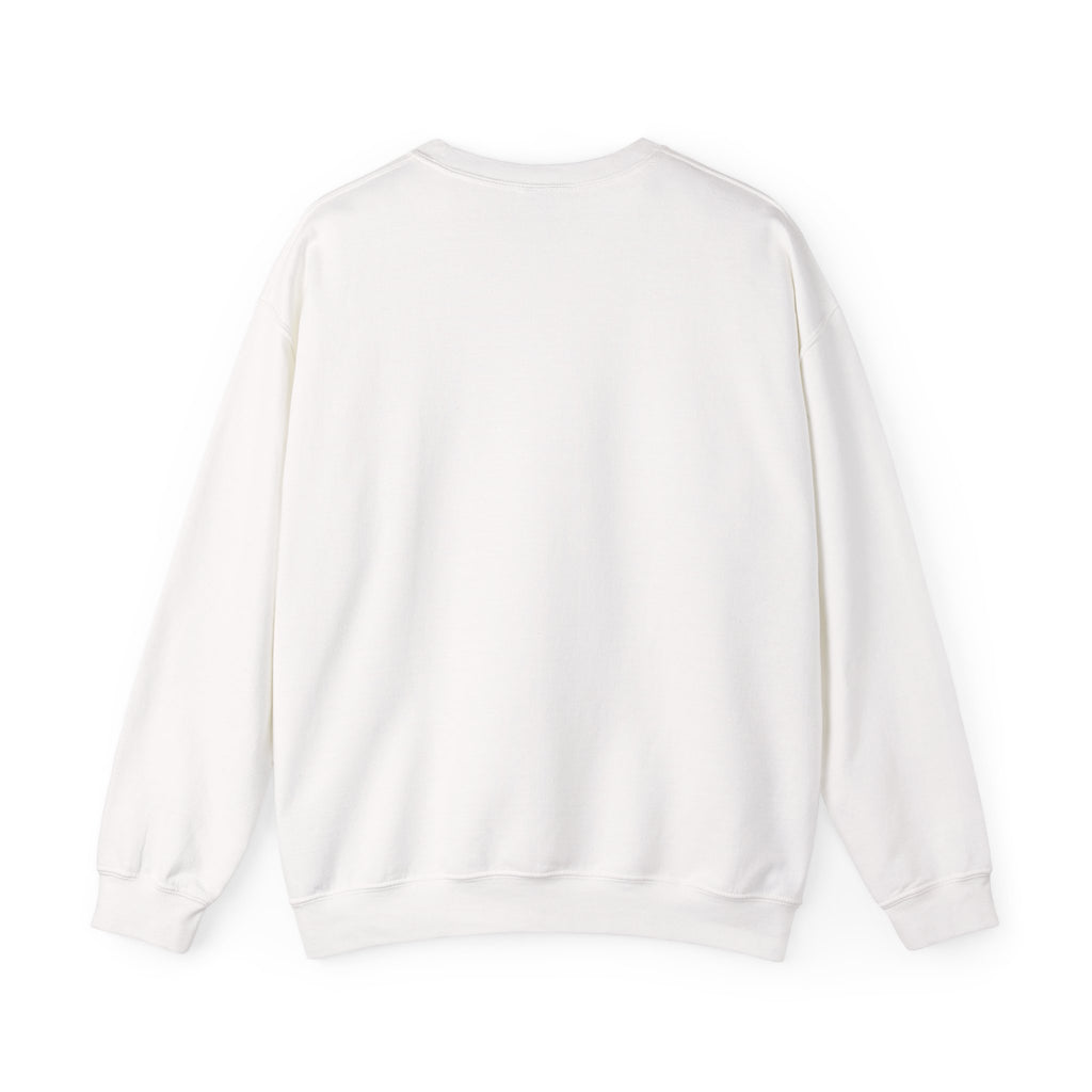 Back of the white Quiet Company crewneck, plain with no print