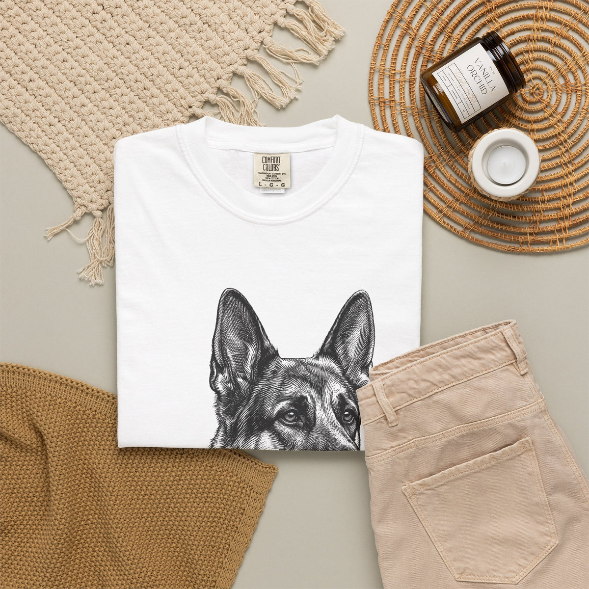 German Shepherd Engraving Tee